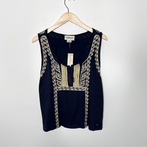 VTG DENIM AND SUPPLY RALPH LAUREN METALLIC SOUTACHE  EMBROIDERED TANK Y2K LARGE